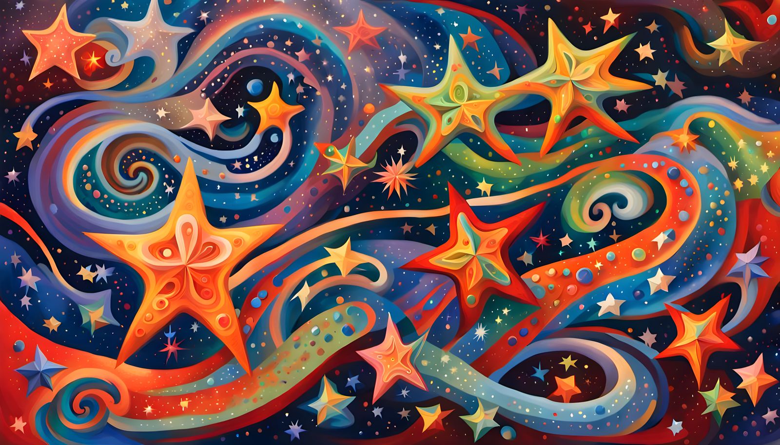 Iridescent Star Cluster Painting in Aboriginal Style