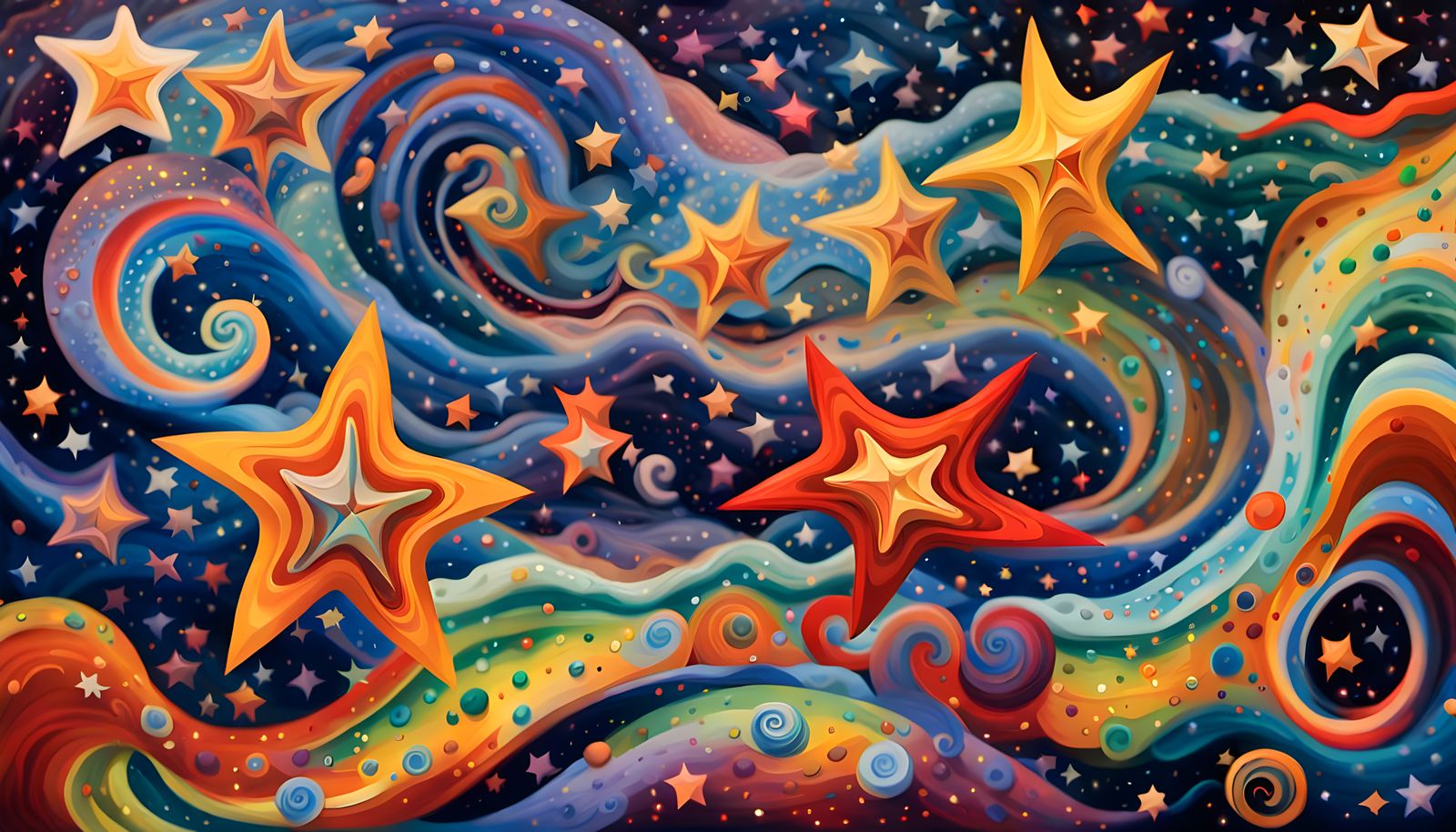 Iridescent Star Cluster in Aboriginal Painting Style