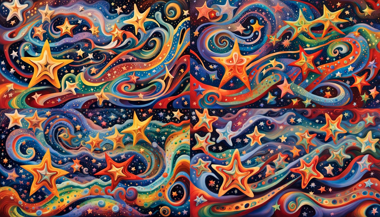Iridescent Stars in Aboriginal Style Painting