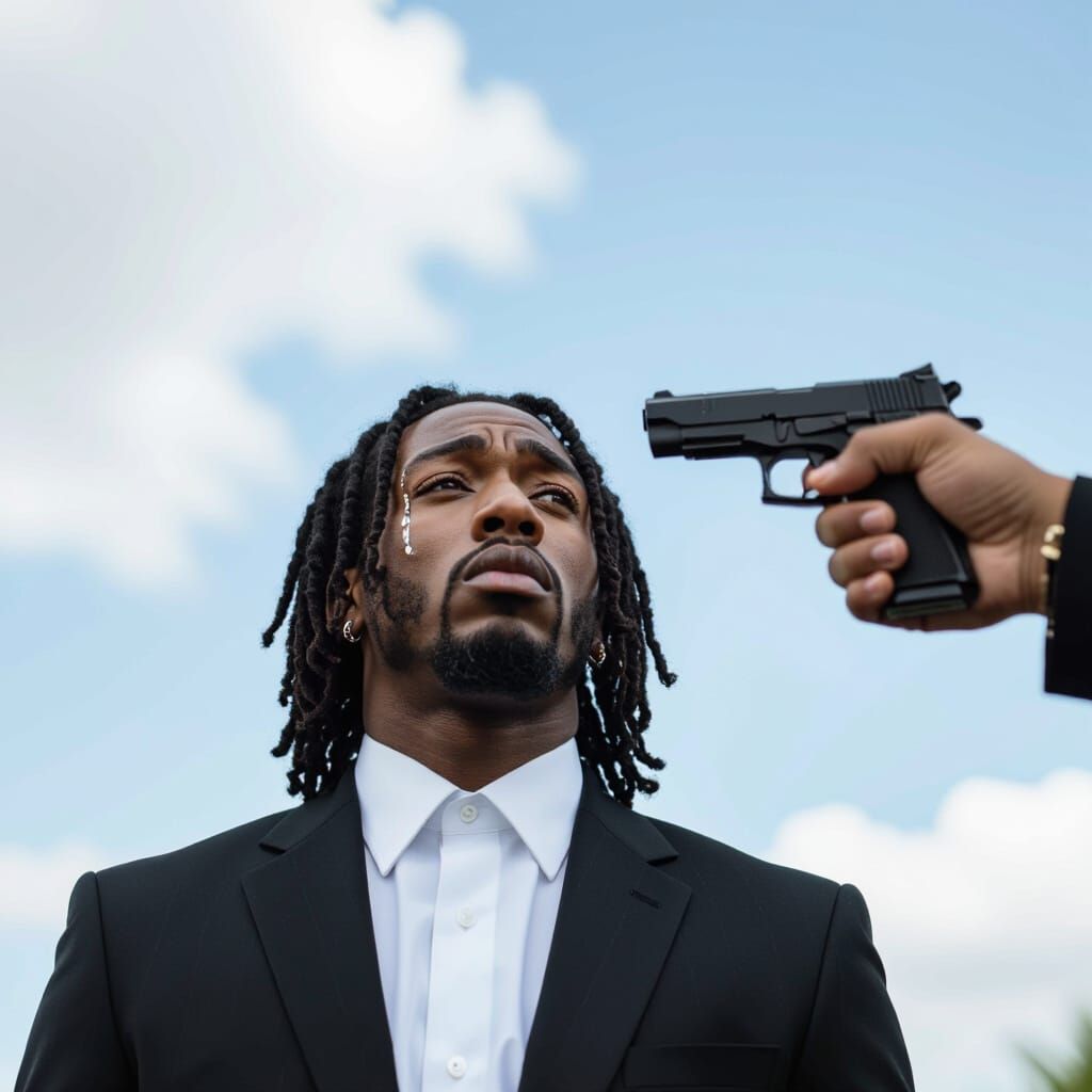 Emotional Portrait: Man in Suit, Gun Threat