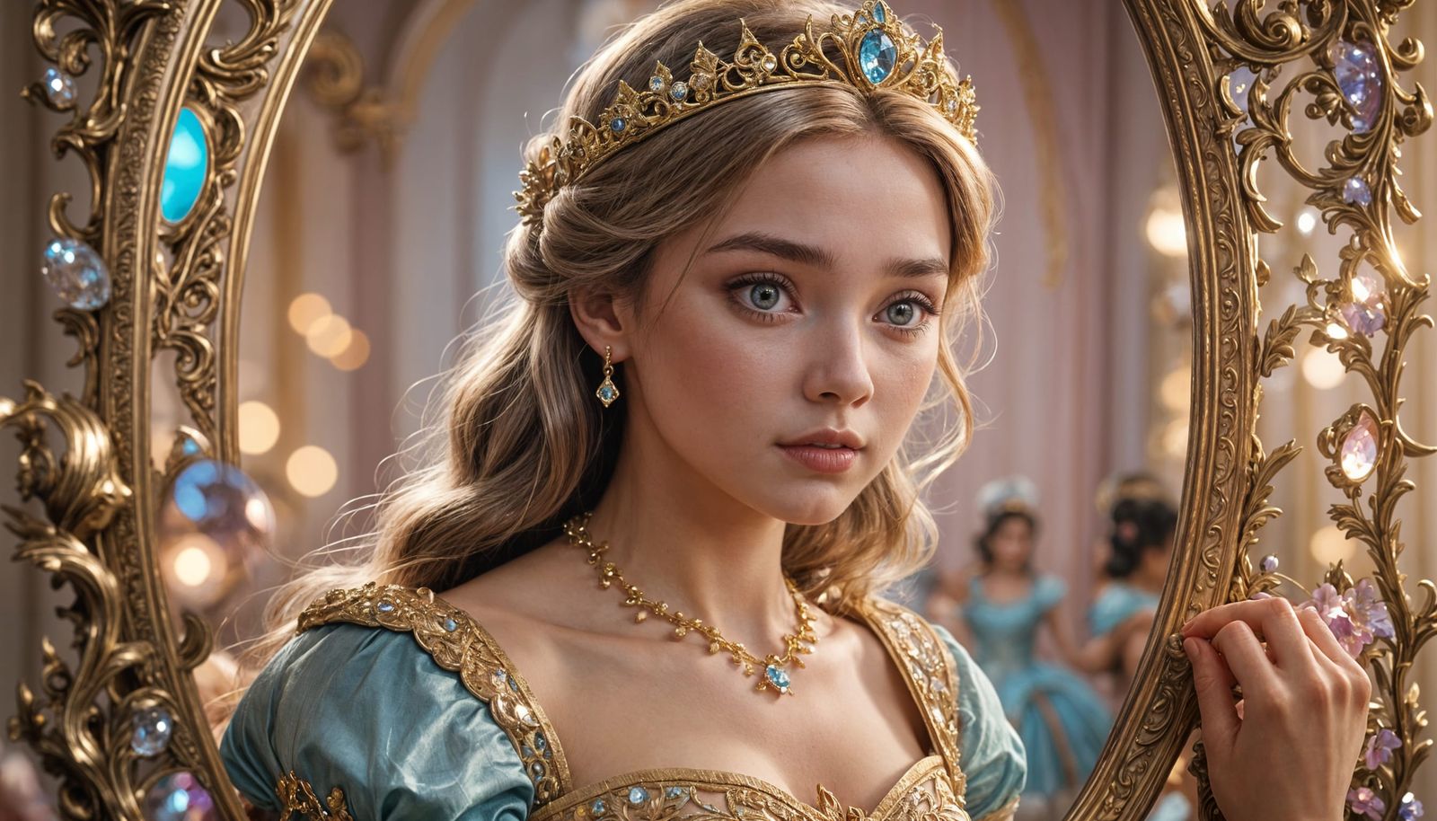Disney Princess Gazing into a Mirror
