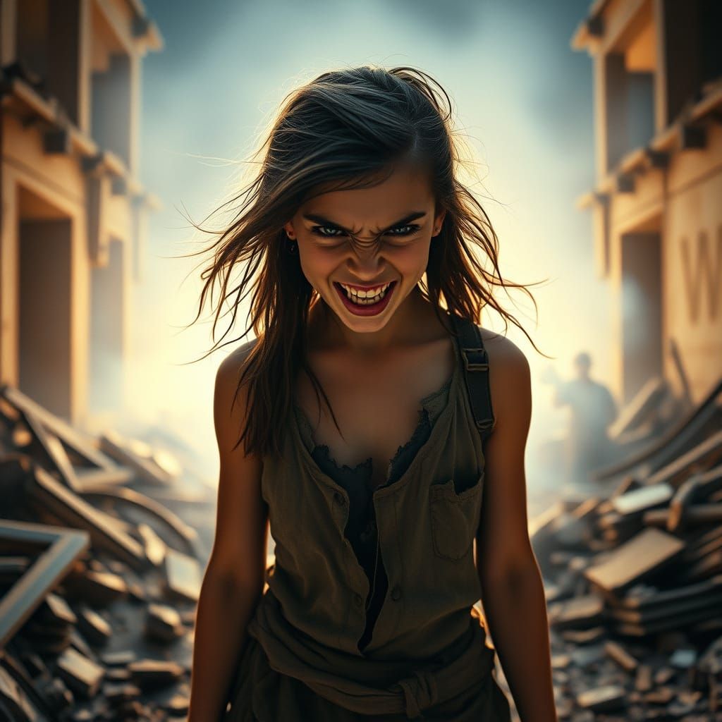 War-torn Beauty Unleashes Fury in Cinematic Scene