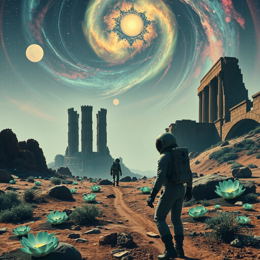 Retro-Futuristic Astronaut Discovers Ancient Alien City in a...