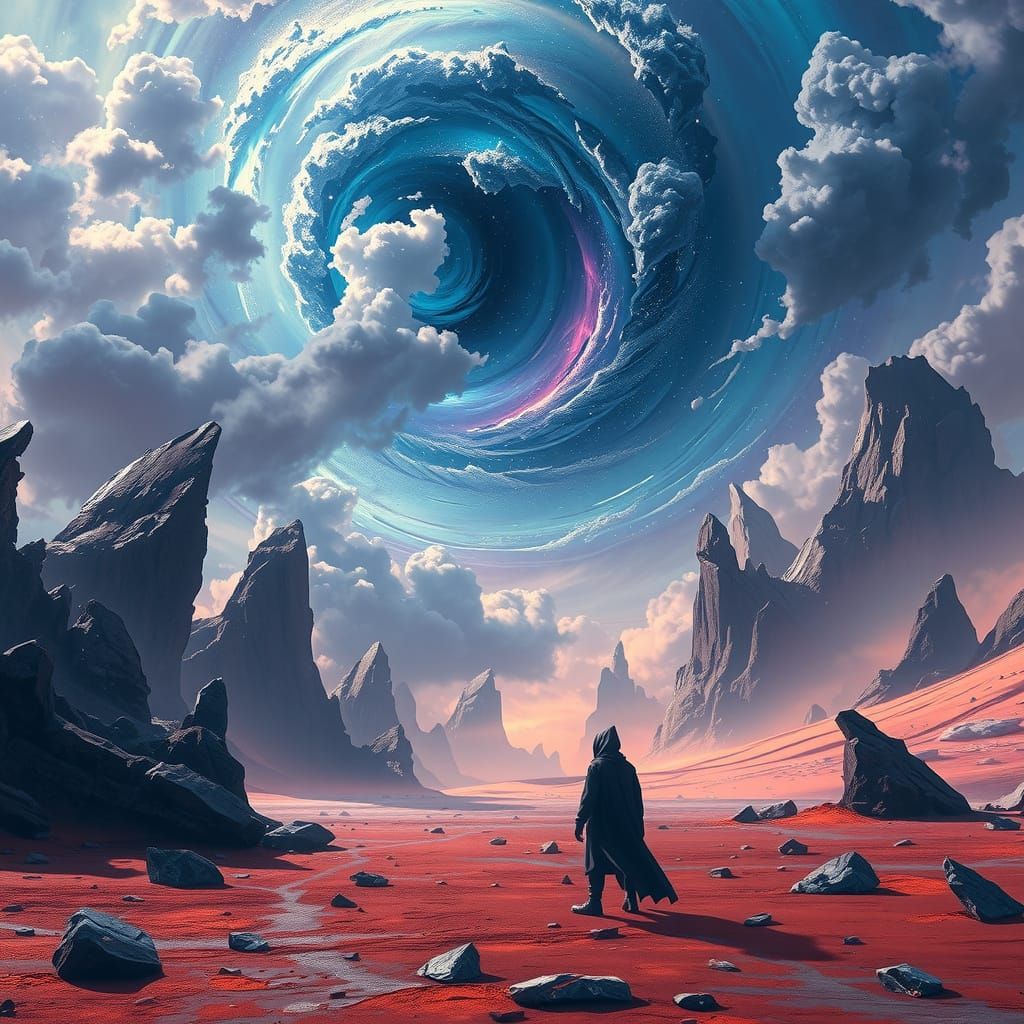 Nebula Silhouette on Alien World: Matte Painting