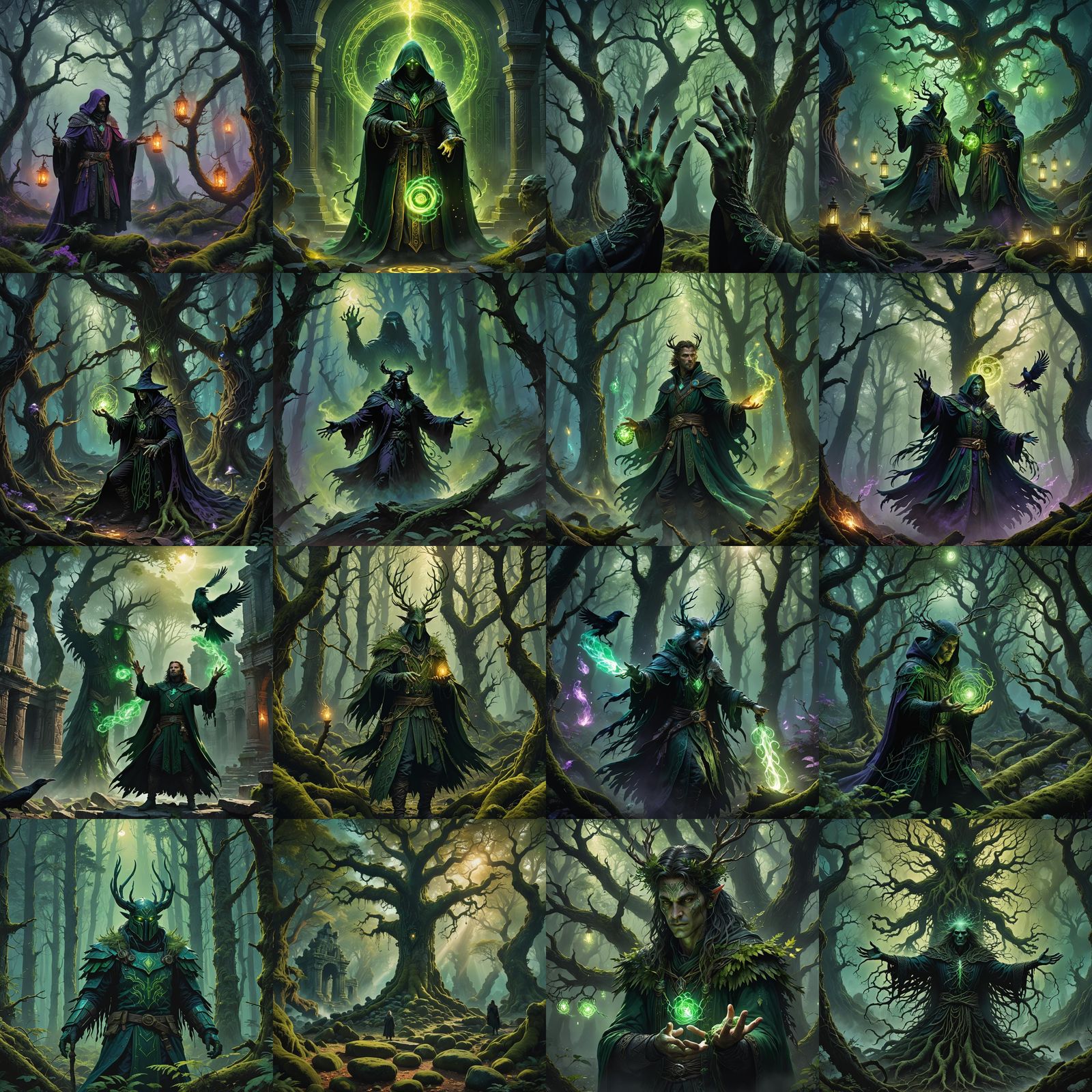 Ravenfolk Warlock Casting Spell: Fantasy Concept Art