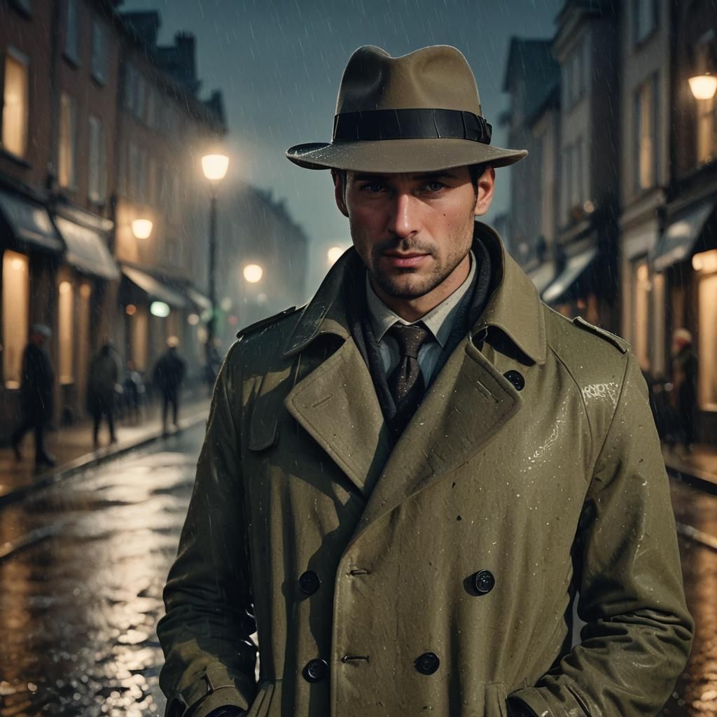 Elegant Rainy Night Portrait in Moody Lighting Conditions