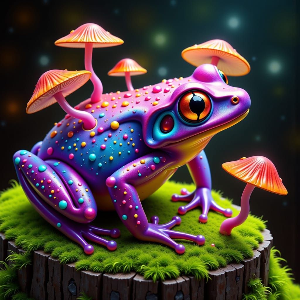 Mystical Frog in Ethereal Forest