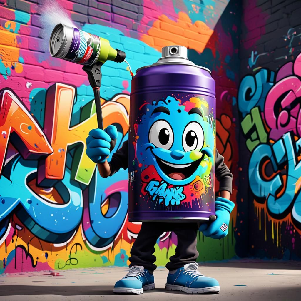 Vibrant Graffiti Art Featuring Cartoon Character
