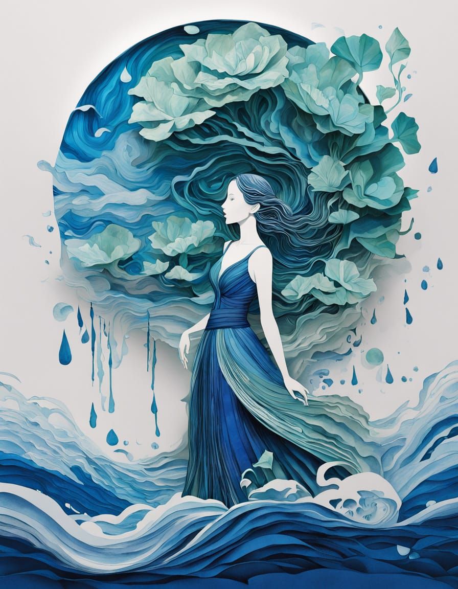 Intricate Kirigami Portrait of a Woman on a Fantastical Pape...