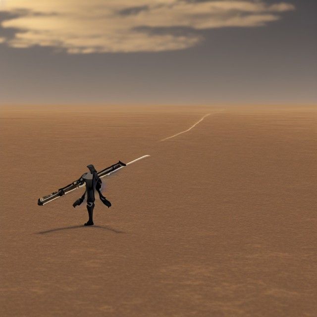 a mechanical reaper crossing a barren wasteland