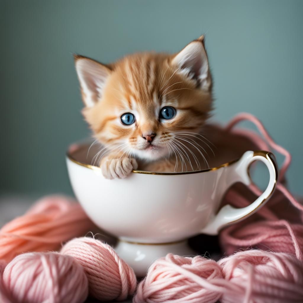Cutest kitten in the world in a teacup
