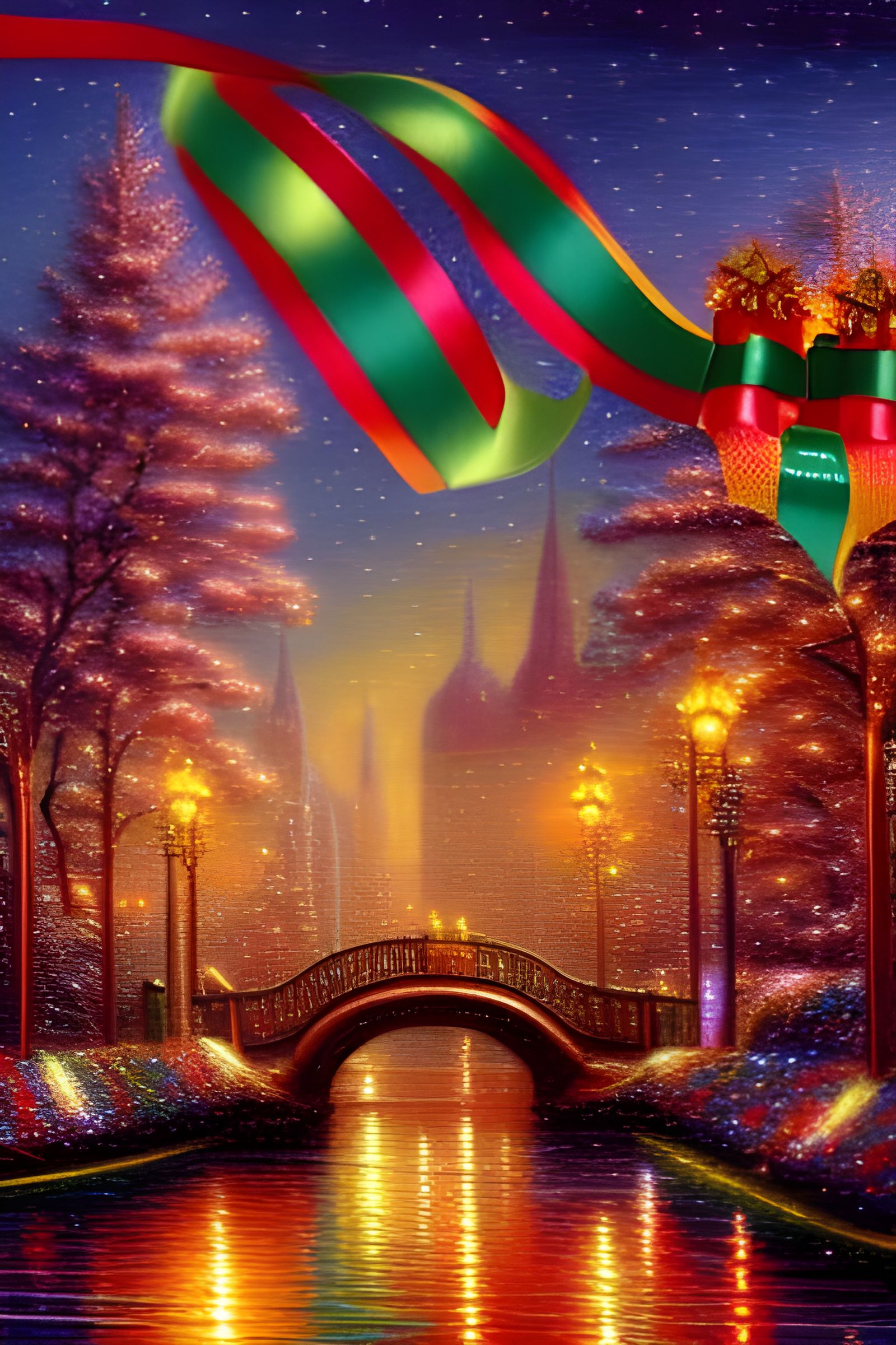 Shimmering Christmas Ornaments in Digital Painting Style