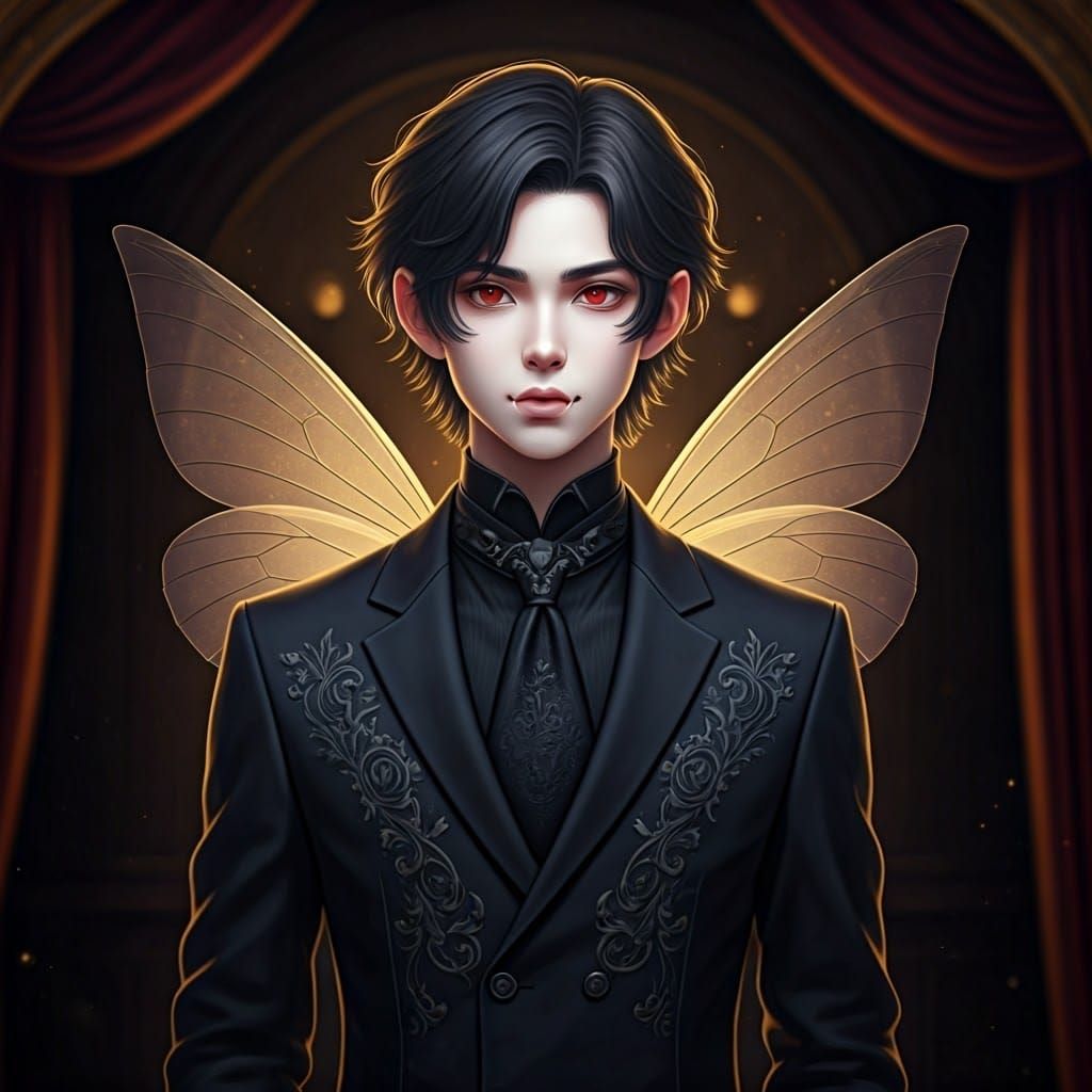 Kawaii Vampire Lord in Black Suit: 3D Render