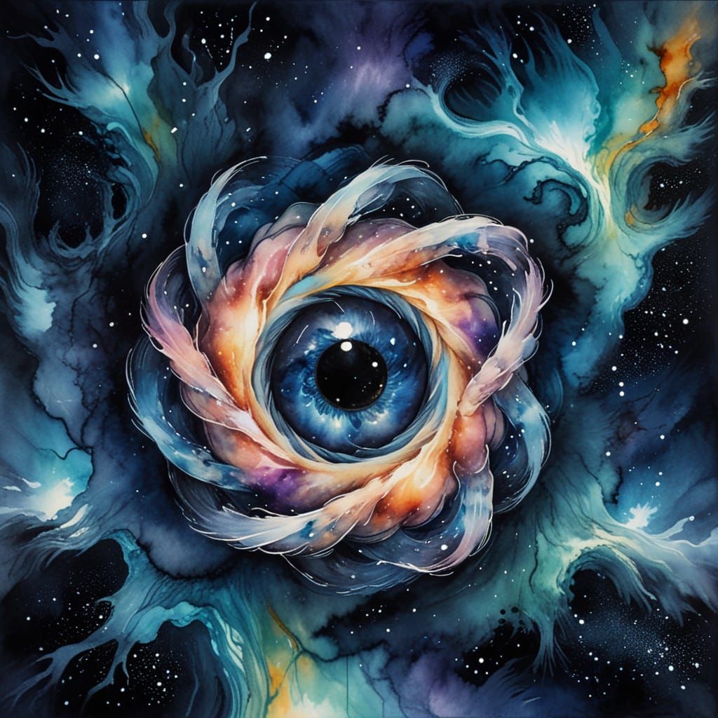 Celestial Eye of Wonder in a Vibrant Watercolor Aesthetic