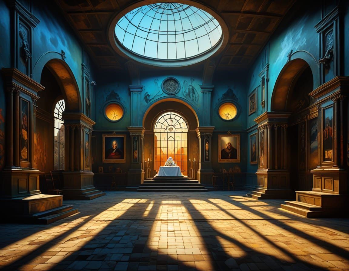 Surreal Pope in Vibrant Oil Painting with Triadic Colors