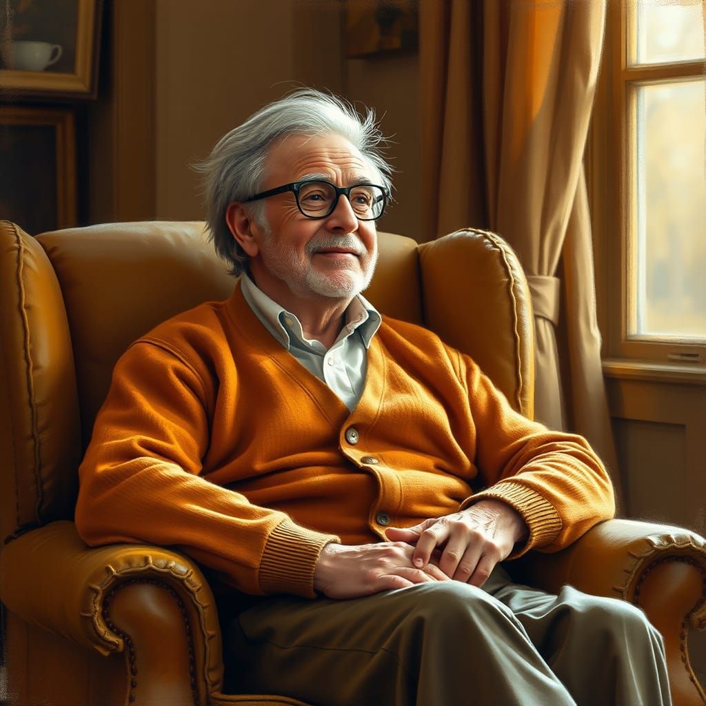 Elderly Man Portrait in Impressionist Style