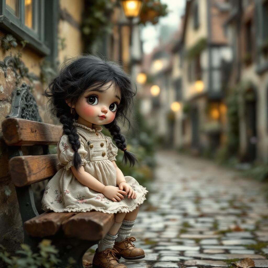 Antique Porcelain Dolls in Whimsical Illustration Style