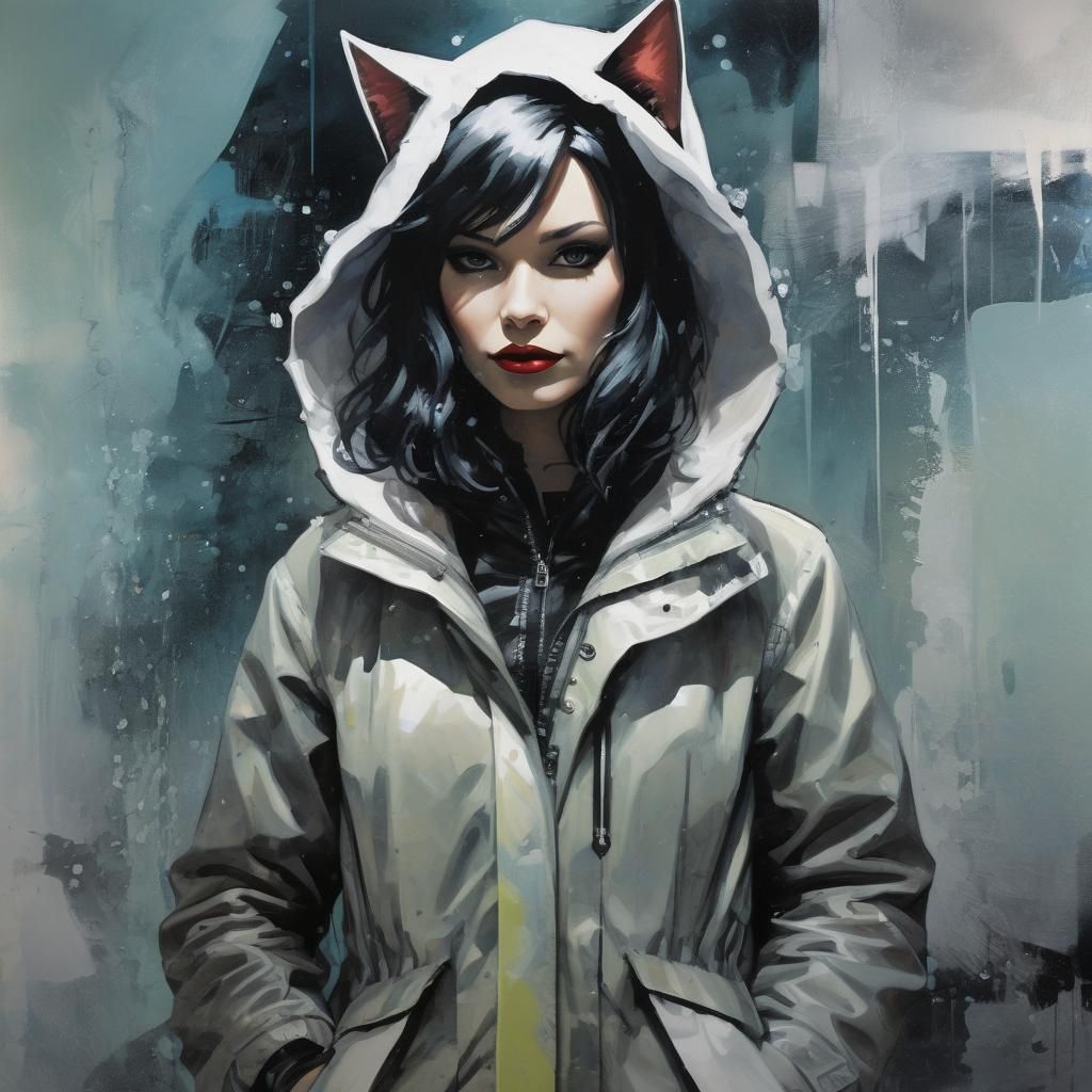 Iced Catwoman at Iceberg Lounge in Gouache Style