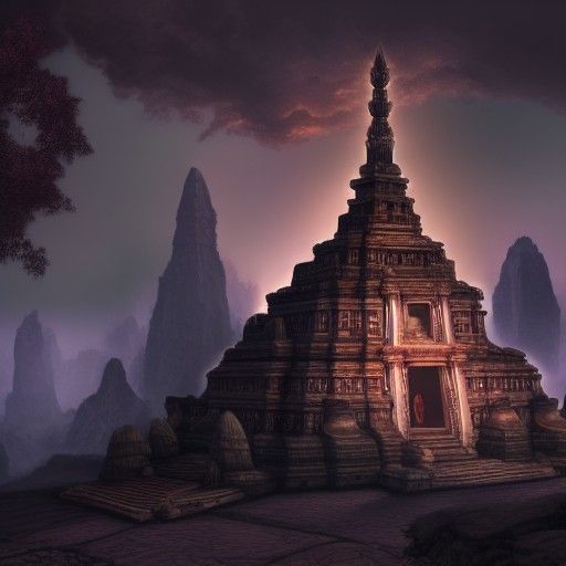 Lost Temple: Detailed Matte Painting with Dynamic Lighting