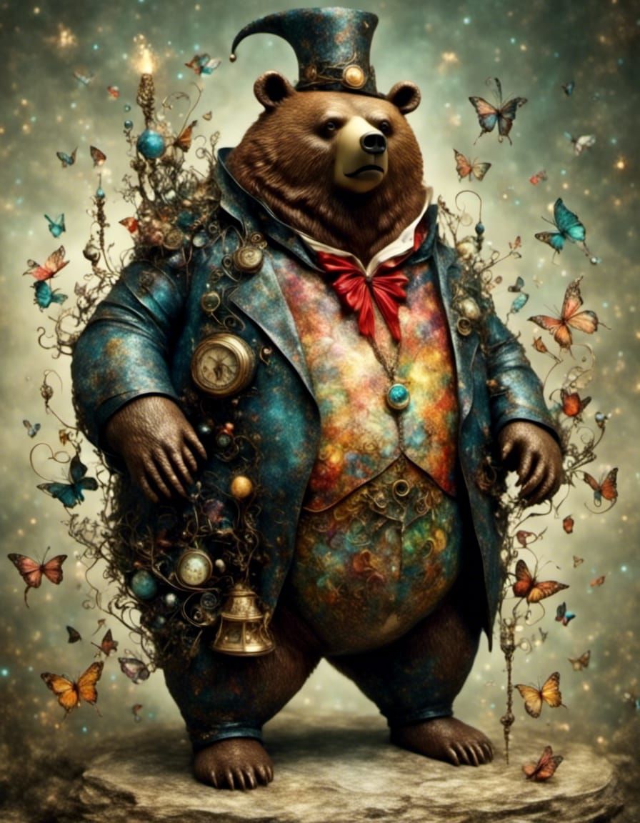 Magical Obese Bear Wizard in a Photograph