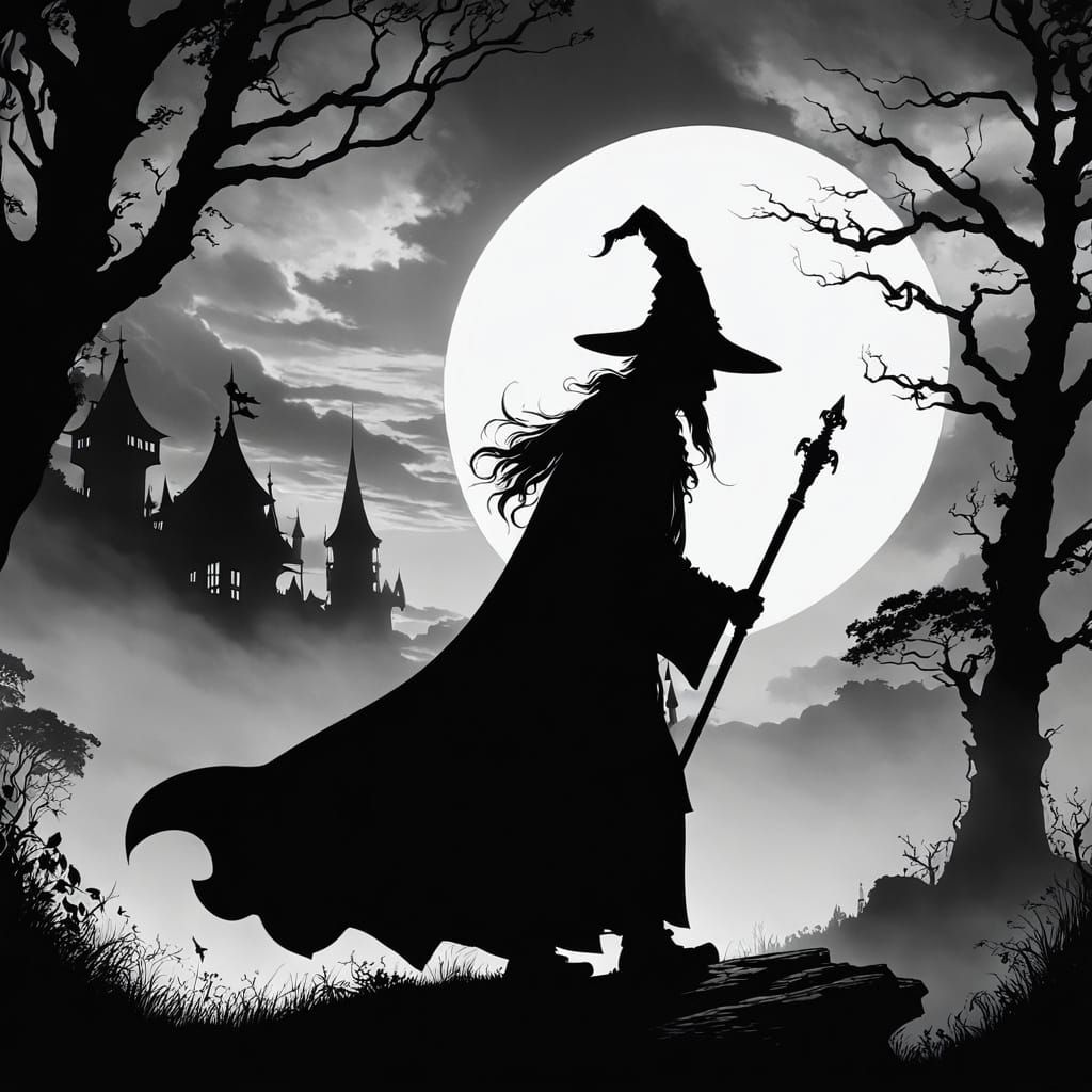 Moonlit Wizard in Elegant Silhouette