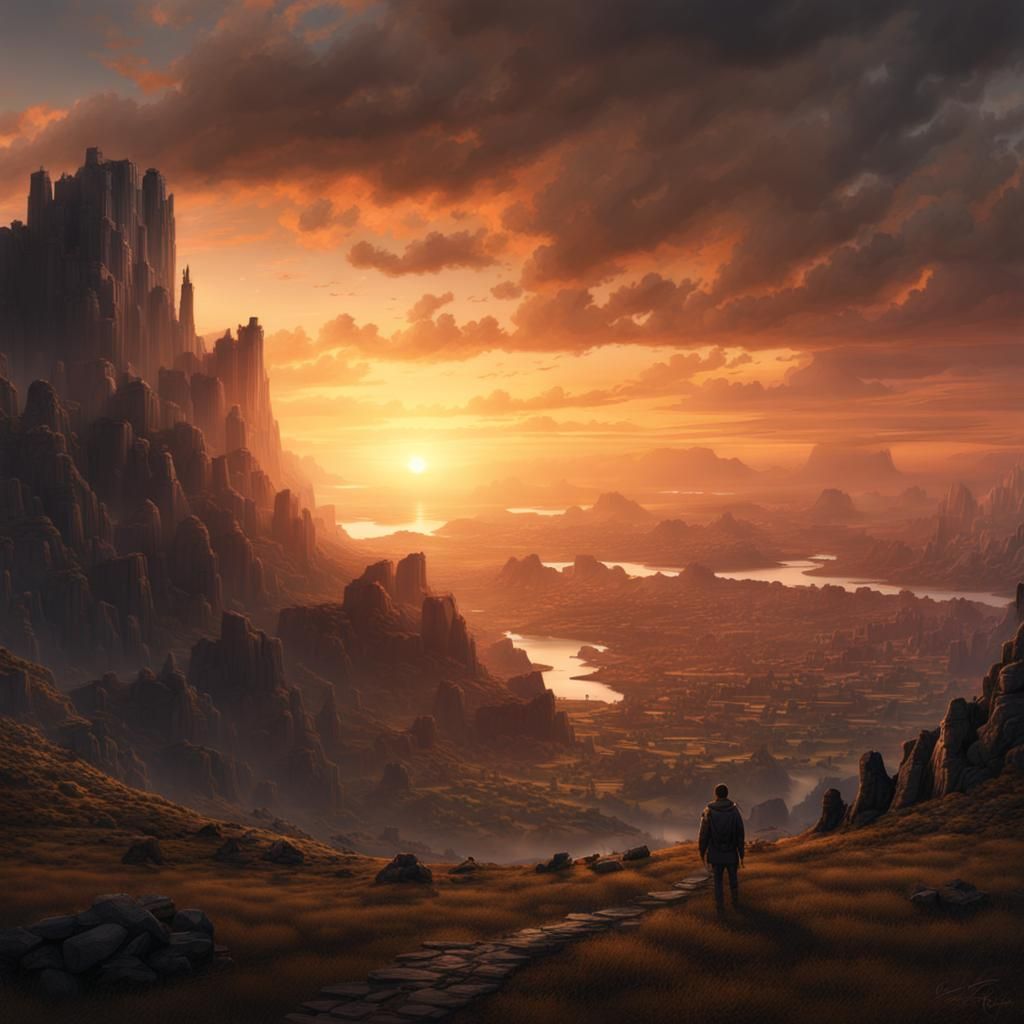 Epic Sunset Digital Matte Painting
