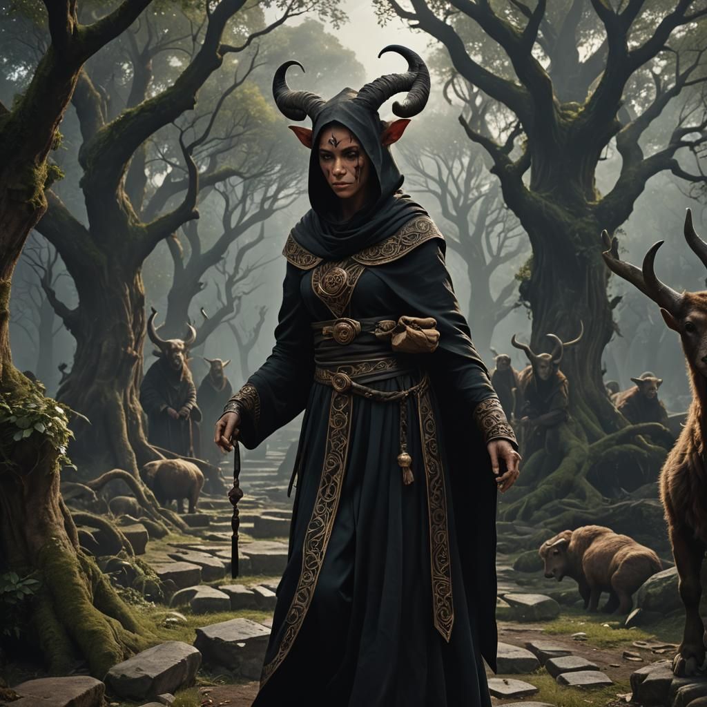Female Satyr Monk in Black Robes