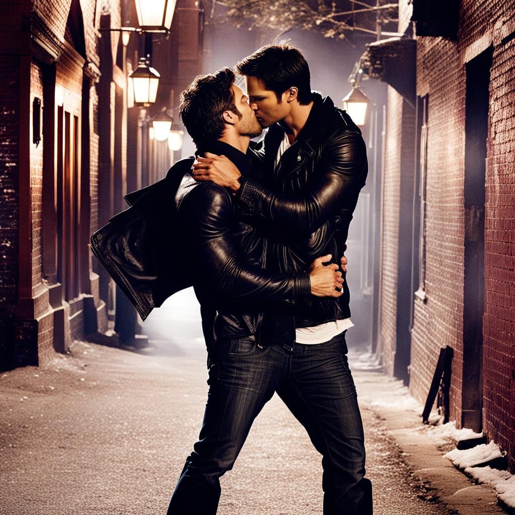 Passionate Kiss Between Two Men