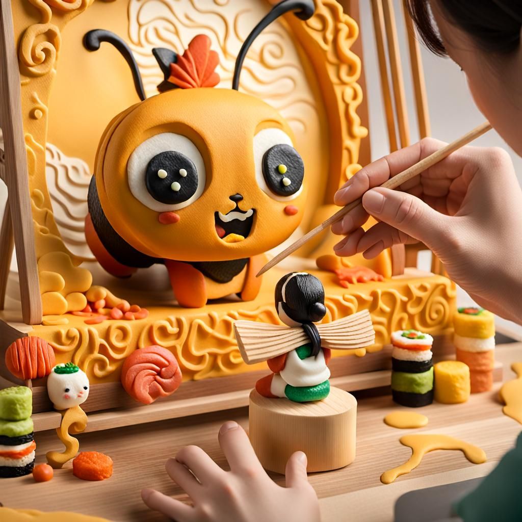 Playdough Sushi Box Comes to Life: Hyperrealistic 8k