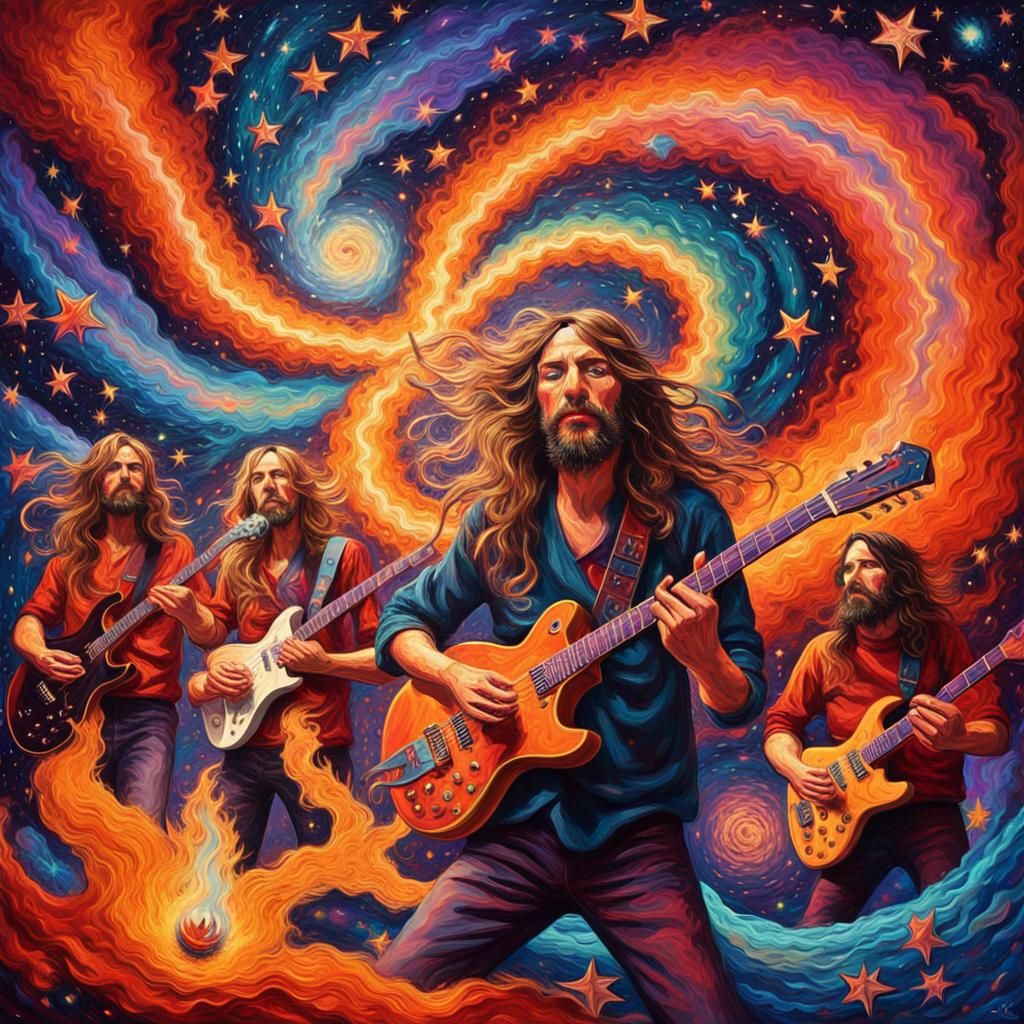 Plasma Flux Band Plays Cosmic Concert as Impasto Painting