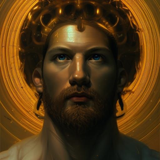 Zeus Portrait in Hyperdetailed Ethereal Style