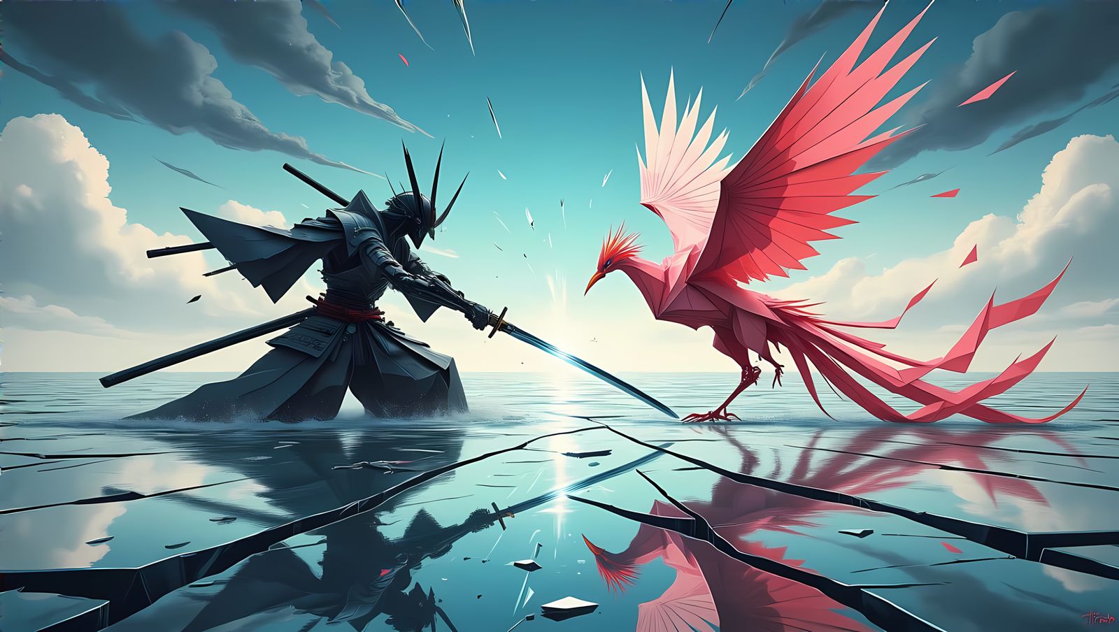 Cybernetic Samurai Meets Origami Phoenix in a Fractured Mirr...