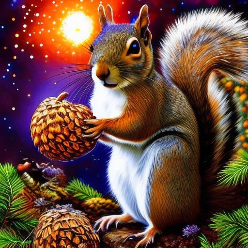 Squirrel Holding Acorn