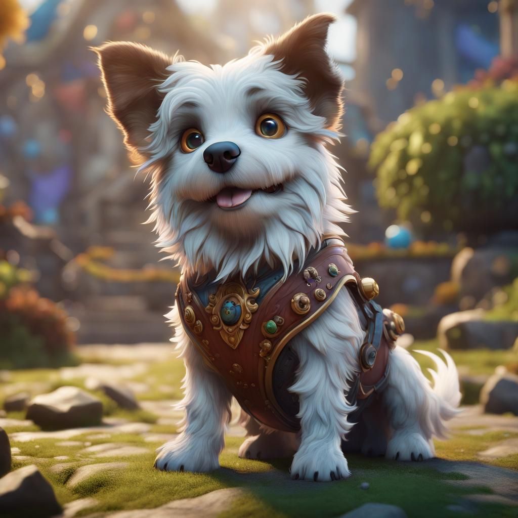 Cute Dog in Detailed Matte Painting