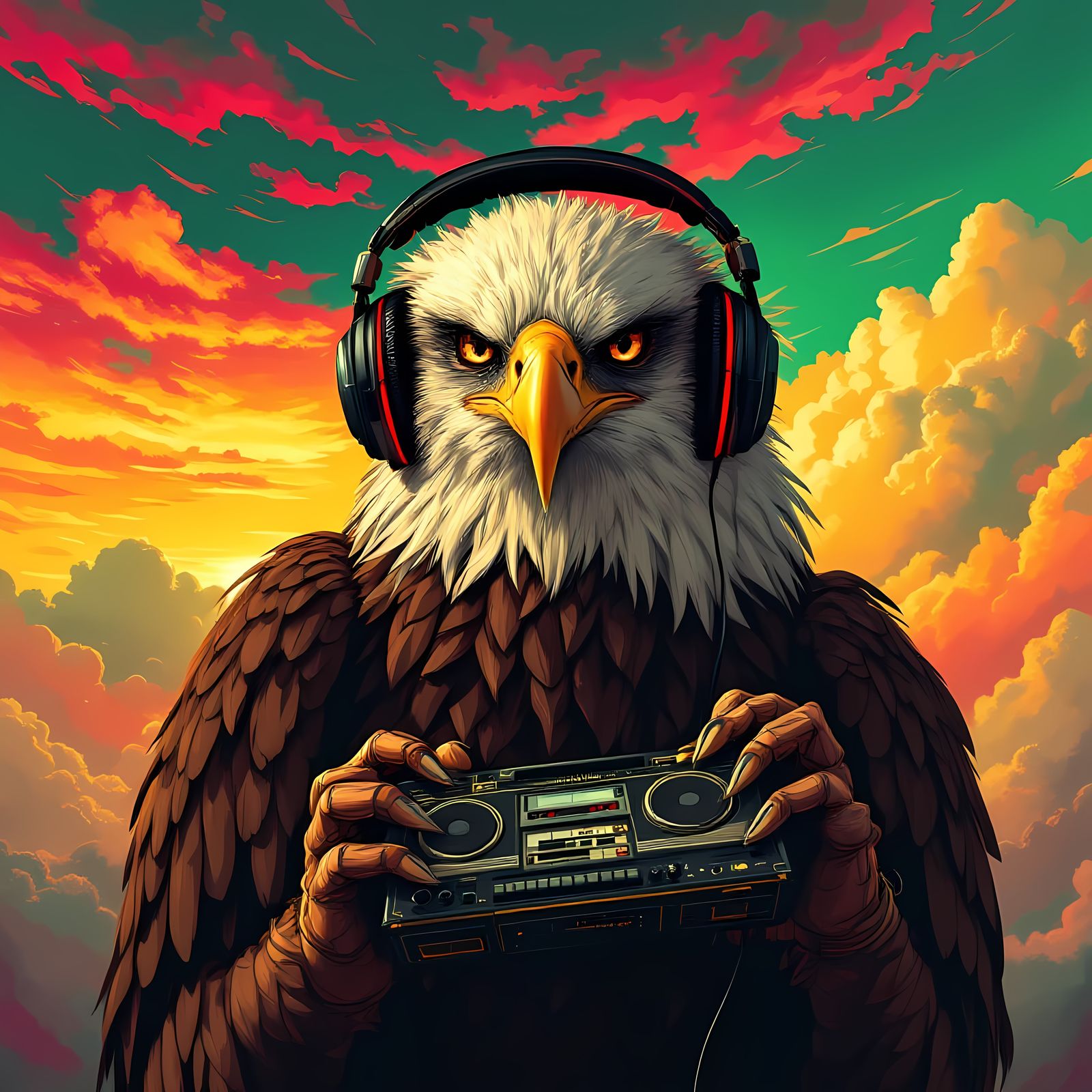 Eagle Rocks Out in Vibrant Clouds