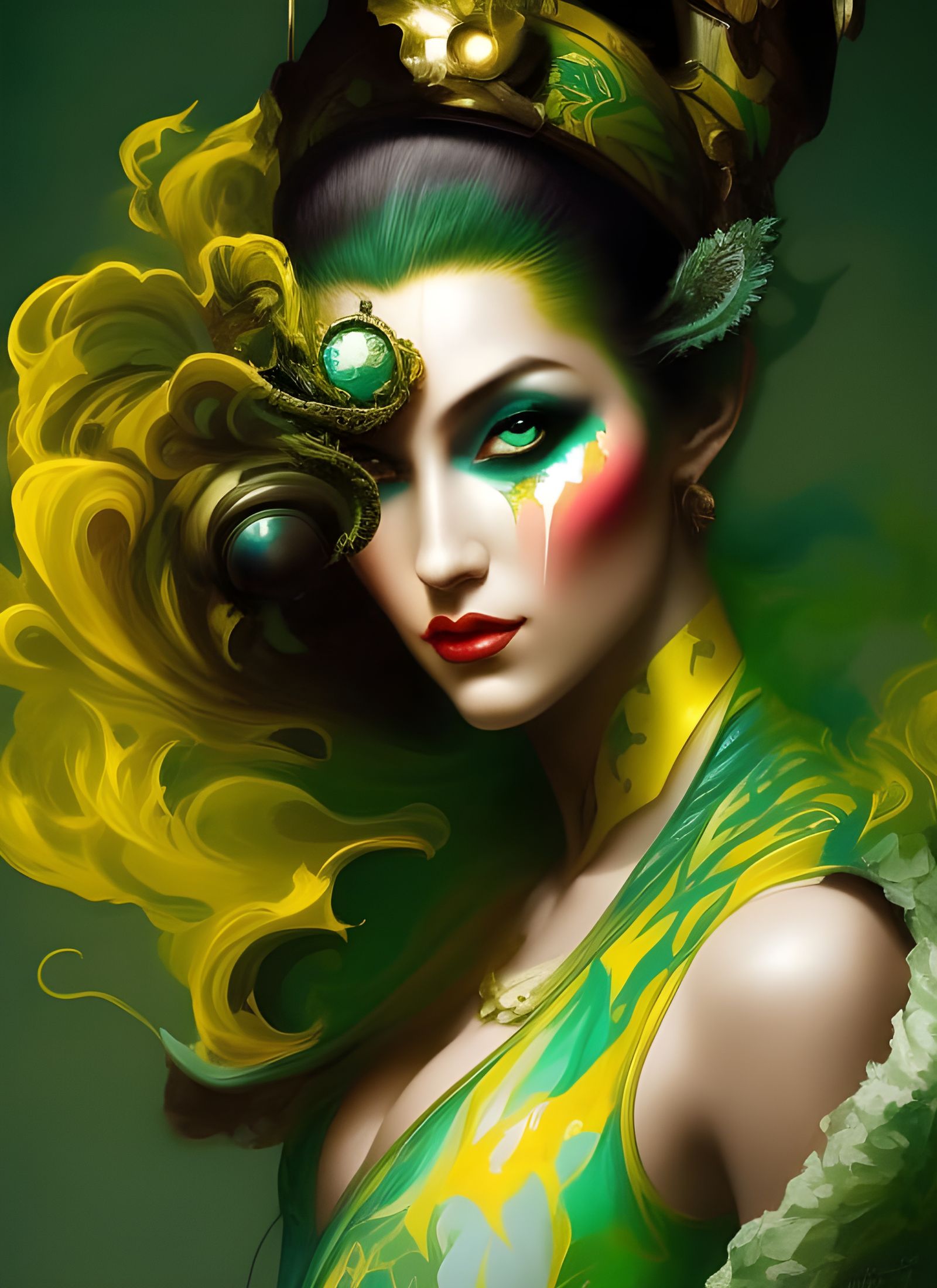 Medieval Harlequin Portrait in Fantasy Polygon Style