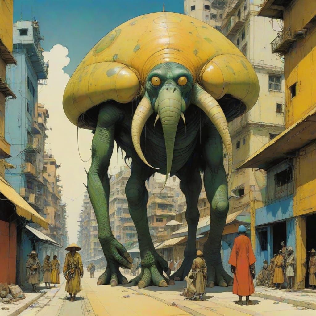 Surreal Creature Threatens Tropical City