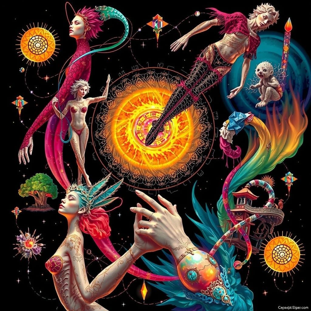 Cosmic Tapestry of Interconnected Realities in Vibrant Gradi...