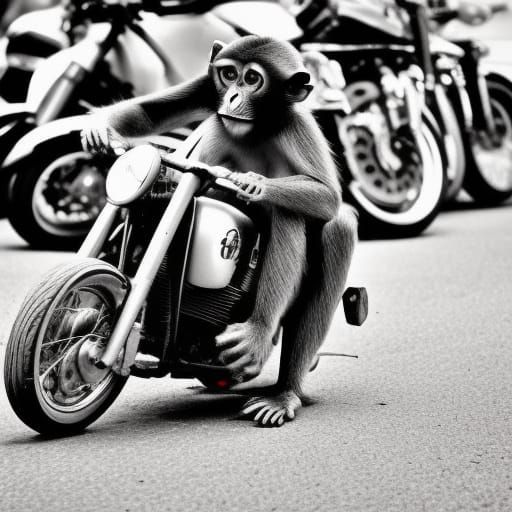 Monkey Rides Motorcycle