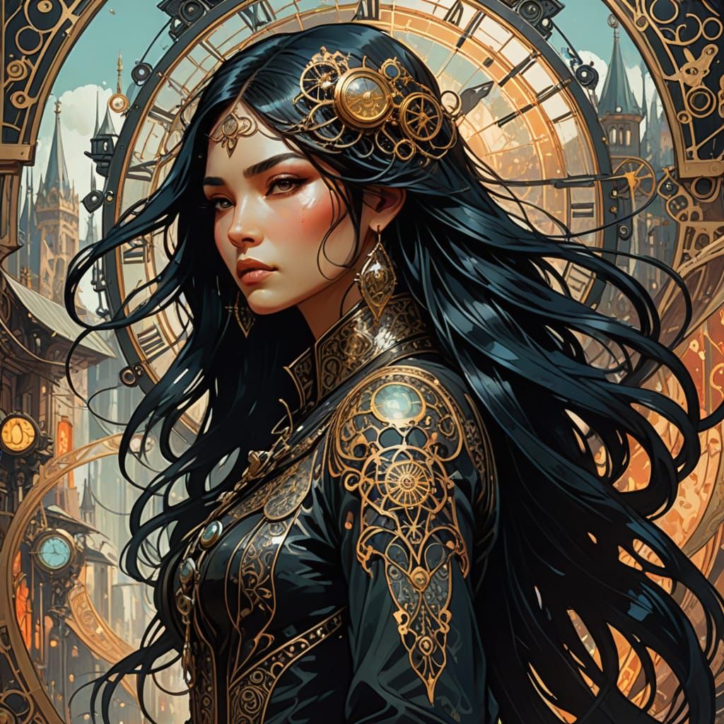 Steampunk Beauty with Alphonse Mucha Flair