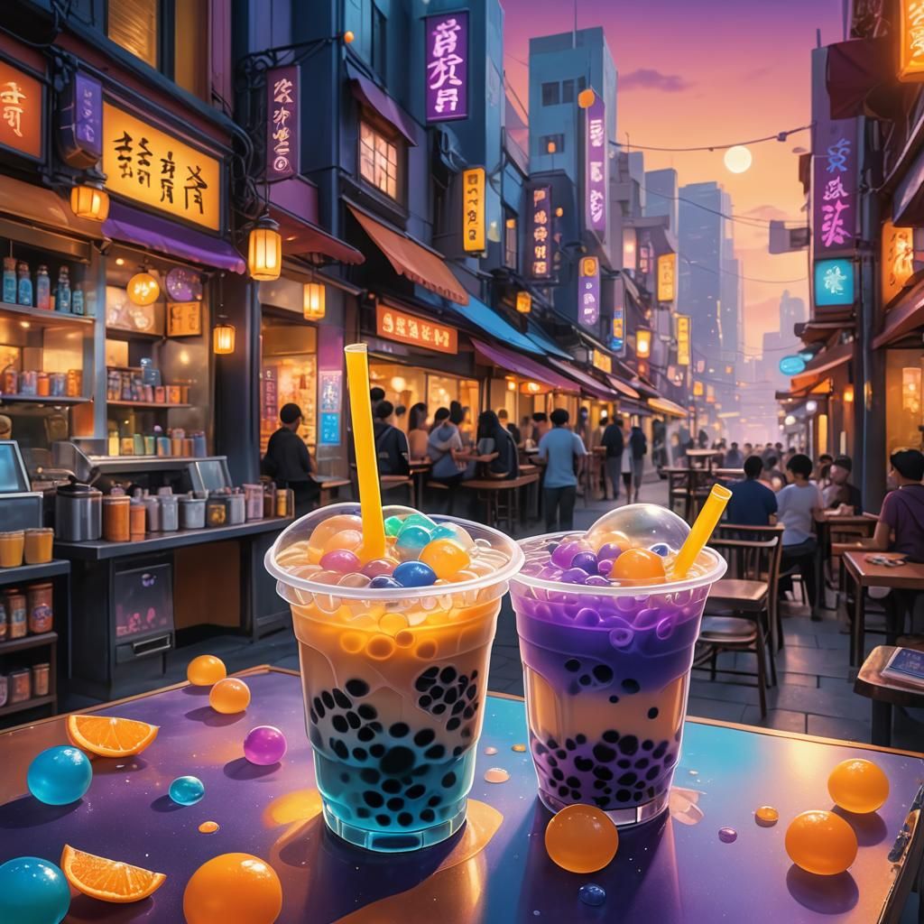 Mouthwatering Bubble Tea with Boba: Fantasy Concept Art