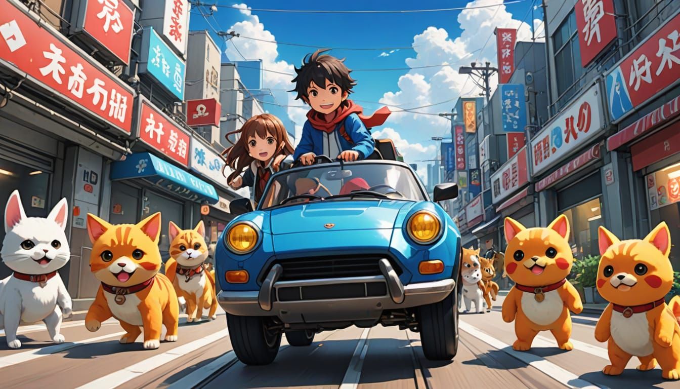 Toy Car Track in Anime Style