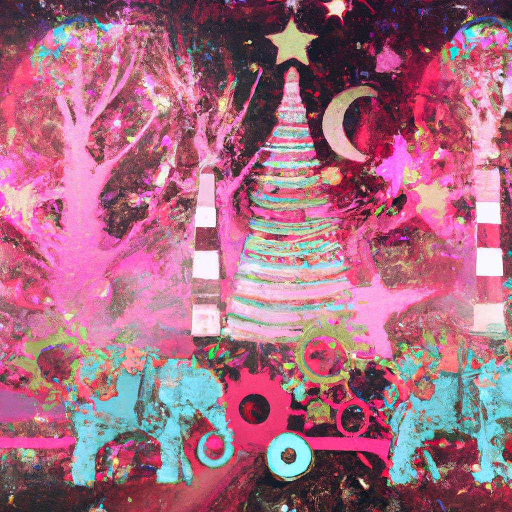 Steampunk Wonderland: Pink Christmas Trees and Elephants