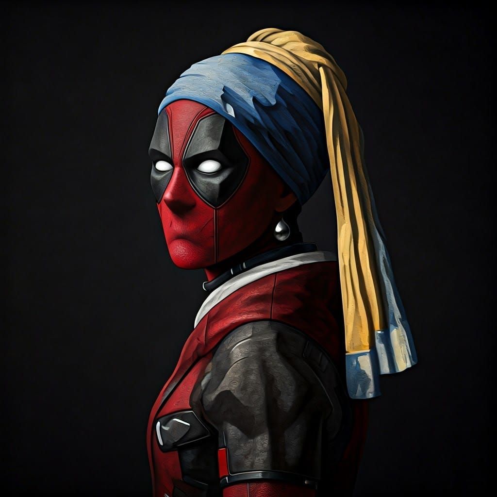 Deadpool as the Girl with the Pearl Earring