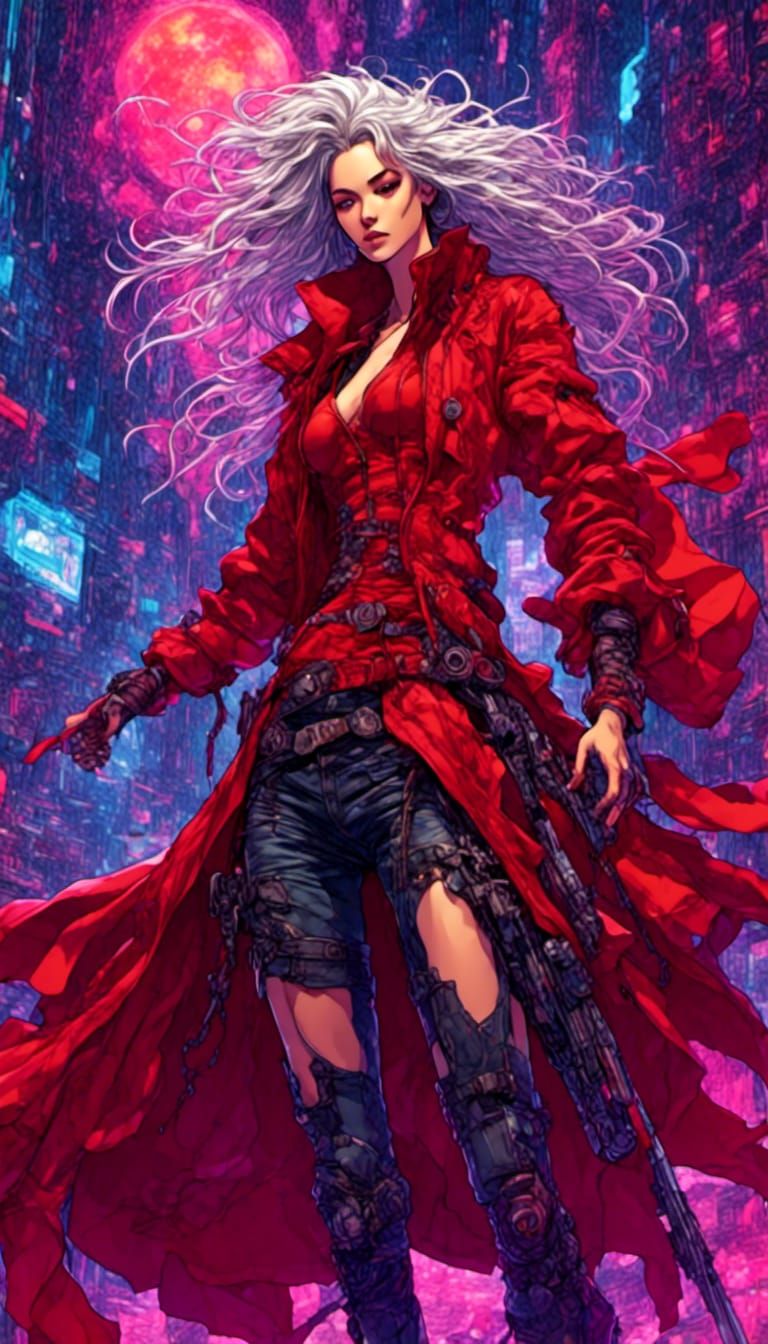 Cyberpunk Assassin with Glowing Daggers