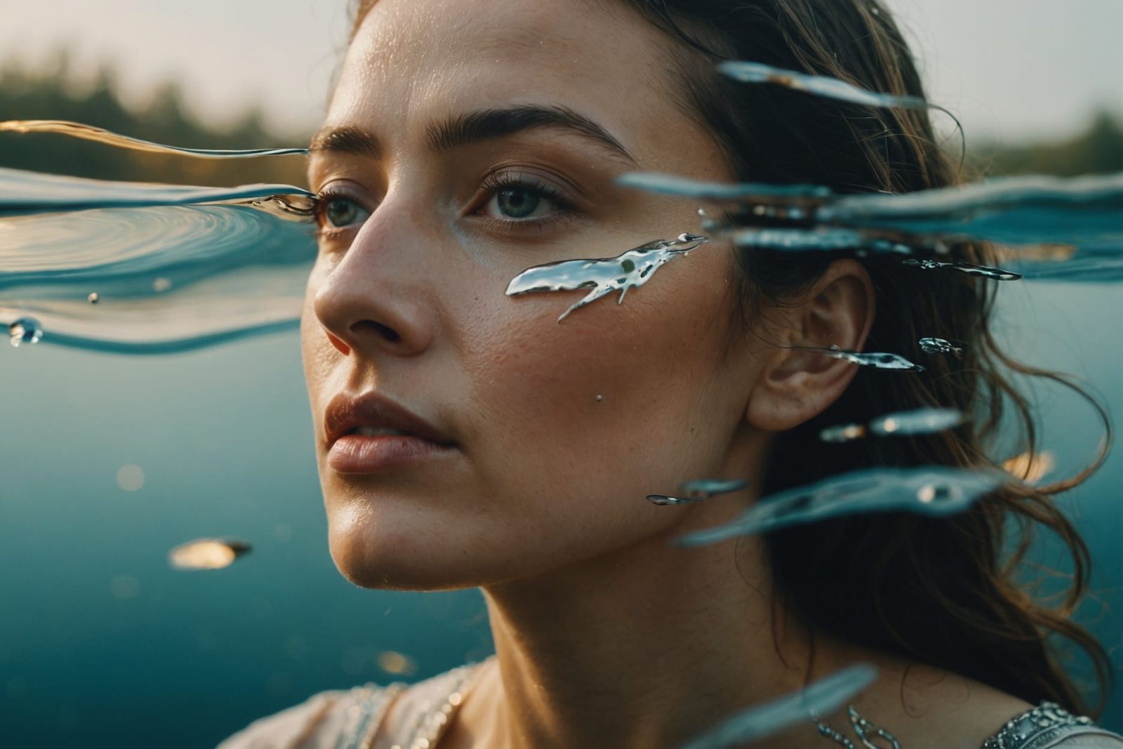 Underwater Portrait in Surrealist Oil Painting Style