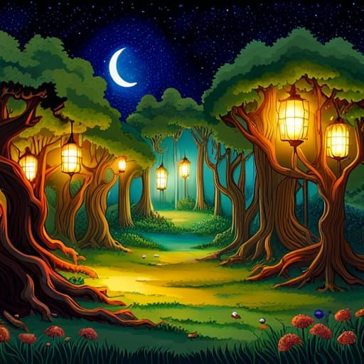 Enchanted Forest in 32-bit Pixel Art Style