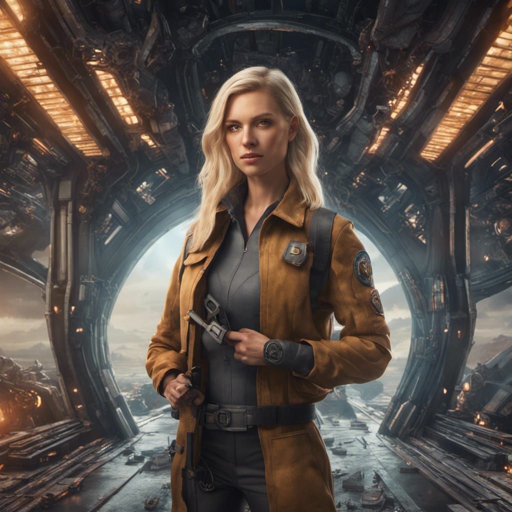 Archeologist Portrait on Spaceship Bridge in Detailed Matte ...