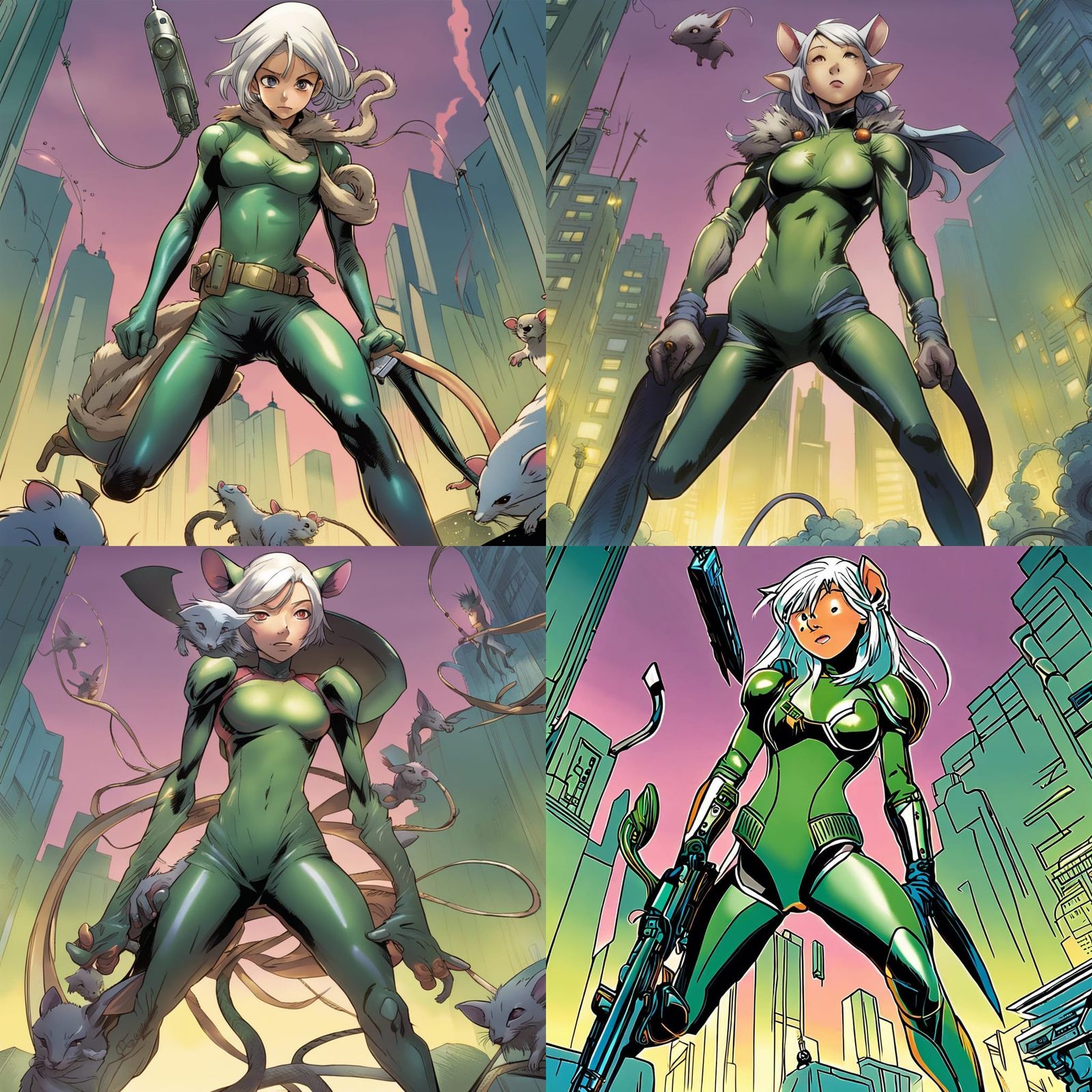 Rat Mutant Superhero in Comic Book Anime Style