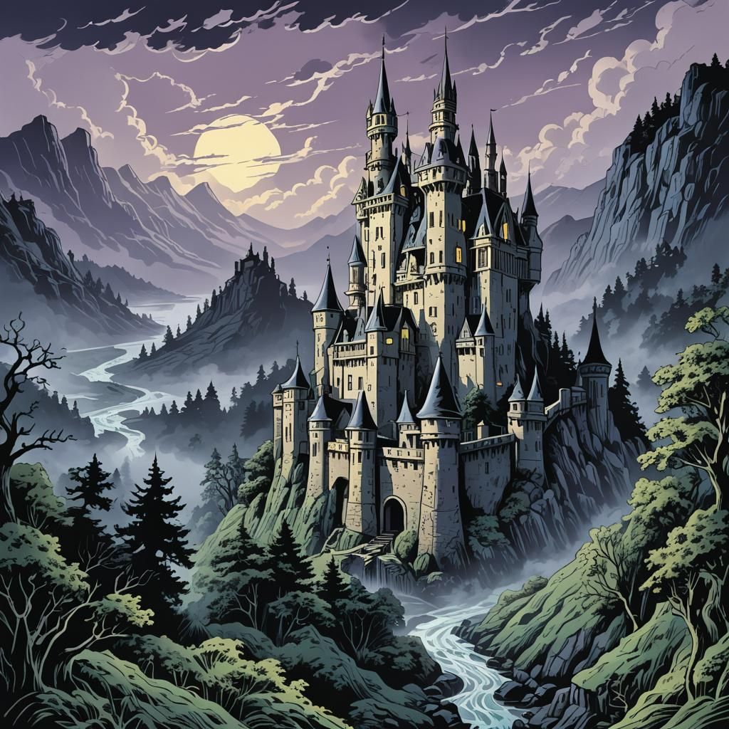 Haunted Castle in Lichtenstein Comic Style